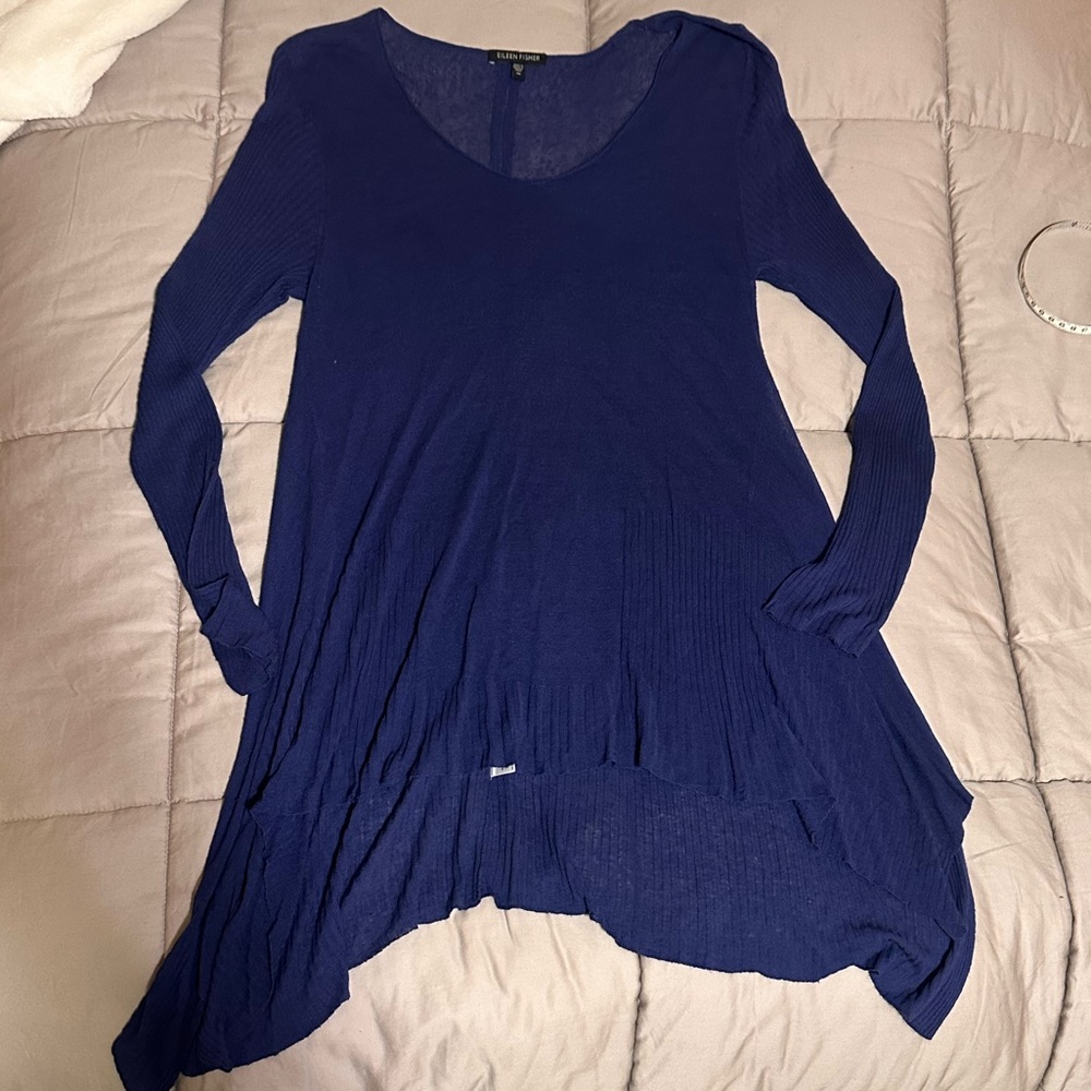 Eileen Fisher Deep Blue Asymmetrical Tunic